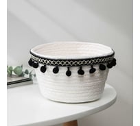 Корзина для хранения Доляна Мокко 16х16х9 см, цвет бело-черный 5442971