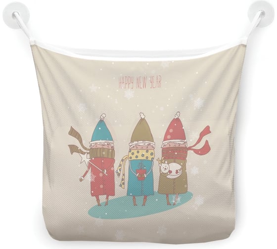 Органайзер для ванной - Сетка настенная на присосках для игрушек JoyArty "Новогодняя прогулка", 39x33 см, tgb_290622 1