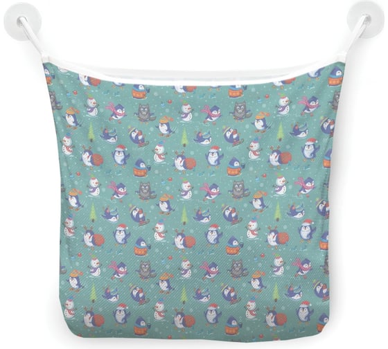 Органайзер для ванной - Сетка настенная на присосках для игрушек JoyArty "Зимние забавы зверей", 39x33 см, tgb_290629 1