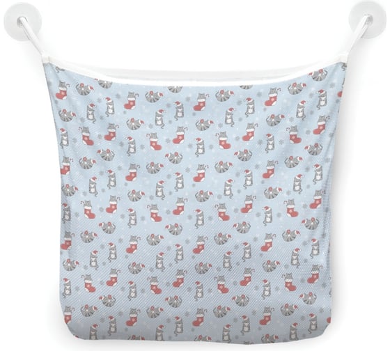 Органайзер для ванной - Сетка настенная на присосках для игрушек JoyArty "Игривые рождественские котики", 39x33 см, tgb_290627 1