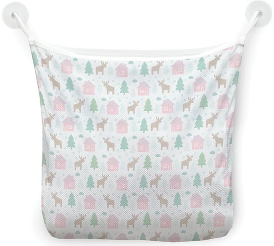 Органайзер для ванной - Сетка настенная на присосках для игрушек JoyArty "Лось возле дома", 39x33 см, tgb_380831 1