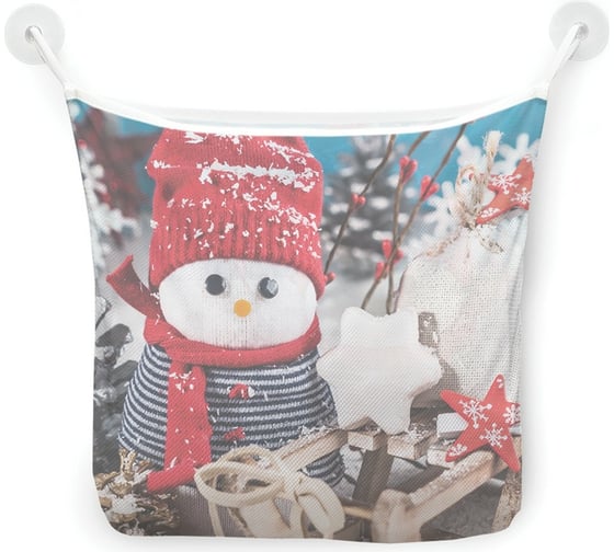 Органайзер для ванной - Сетка настенная на присосках для игрушек JoyArty "Снеговик ручной работы", 39x33 см, tgb_380837 1