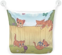 Органайзер для ванной - Сетка настенная на присосках для игрушек JoyArty "Игривые котята", 39x33 см, tgb_385266