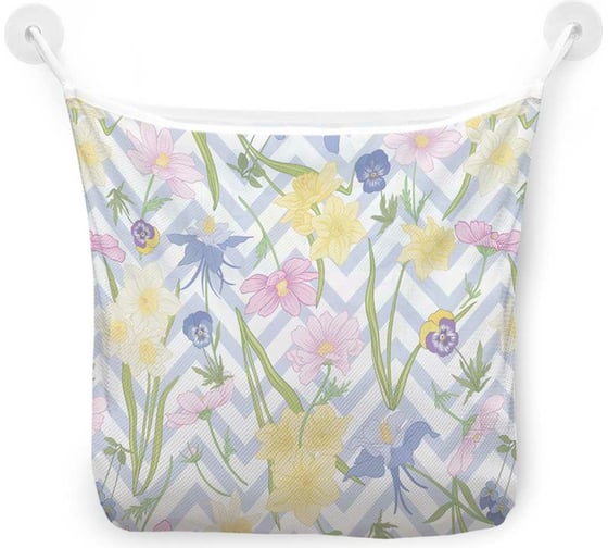 Органайзер для ванной - Сетка настенная на присосках для игрушек JoyArty "Цветочные зигзаги", 39x33 см, tgb_48799 1