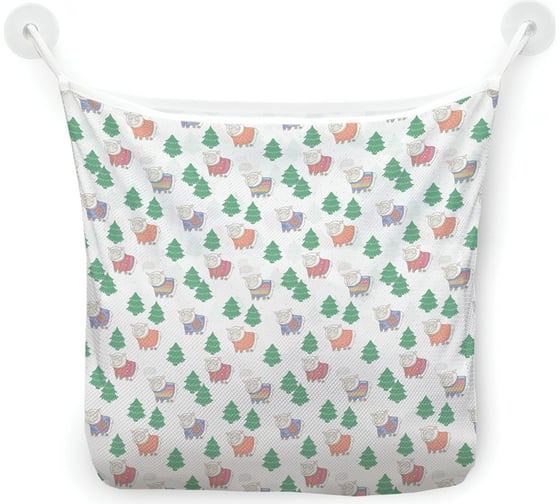 Органайзер для ванной - Сетка настенная на присосках для игрушек JoyArty "Рождественские овечки", 39x33 см, tgb_380825 1