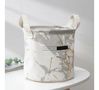 Корзинка для мелочей Доляна с ручками Мрамор 20х20х24 см, серый 5453906