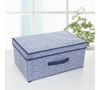 Короб для хранения Доляна Волна с крышкой 45х30х20 см, синий 2694129