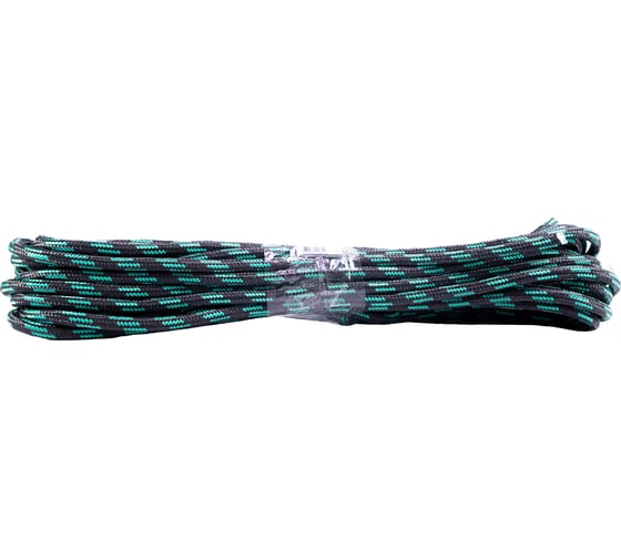 Шнур плетеный полипропиленовый с сердечником Политех 24-прядный Ф10 мм, 20м, 26 ктекс, 400 кгс, черно-зеленый 8001511