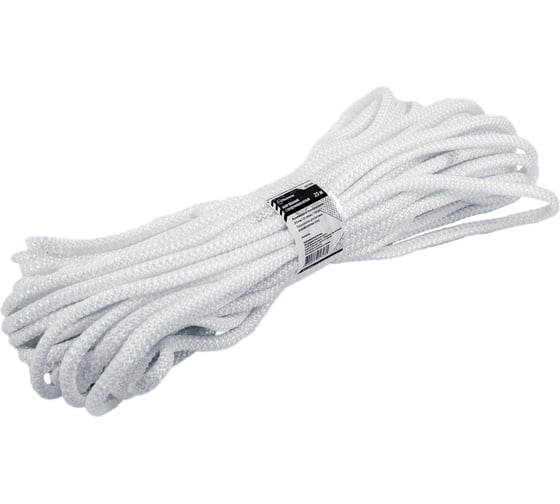 Шнур вязаный полипропиленовый с сердечником Политех белый, Ф8 мм, 25м, 23 ктекс, 140 кгс 8001090