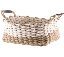Плетеная хлопковая корзина с ручками TODI размер L, бело-бежевая 700-511 806268052553