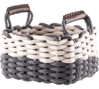 Плетеная хлопковая корзина с ручками TODI размер S, бело-серая 700-493 806552309255