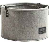 Войлочная круглая корзина с ручкой TODI серая, размер M, 24х16 см 806177525510