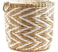 Круглая плетеная корзина с деревянной ручкой и тканевым подкладом TODI размер S, 28х28 см 806820218151