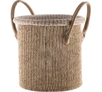 Круглая плетеная корзина с ручкой TODI текстильная, бежевая, размер S 700-545 806658835924