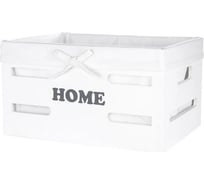 Прямоугольная корзина из МДФ с текстильным вкладышем TODI белая, размер L 700-703 806635343052