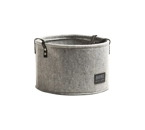 Войлочная круглая корзина с ручкой TODI серая, размер L, 28х18 см 806812038477