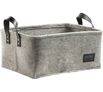 Войлочная корзина с ручкой TODI серая, размер S, 33х23х14 см 806538338912