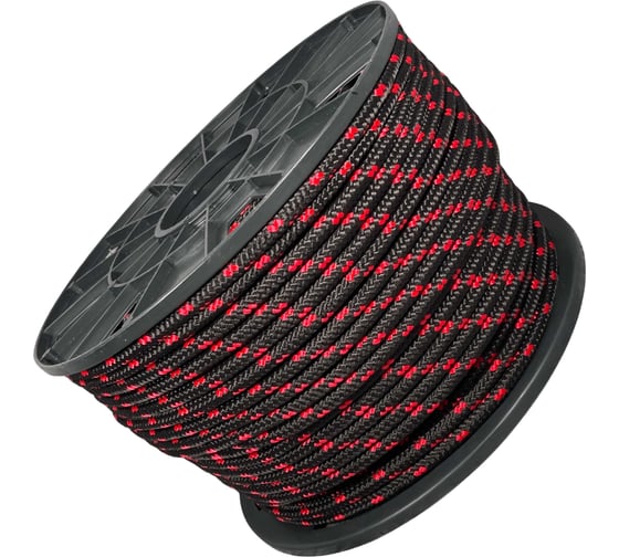 Шнур плетеный полипропиленовый ООО Оптхозторг 8 мм 100 м черно-красный 10817100 1