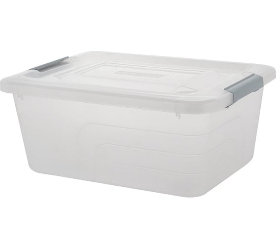 Ящик PLAST TEAM п/п 381х290х172 13л, для хранения, с крышкой, на клипсах, цв. натуральный 38101
