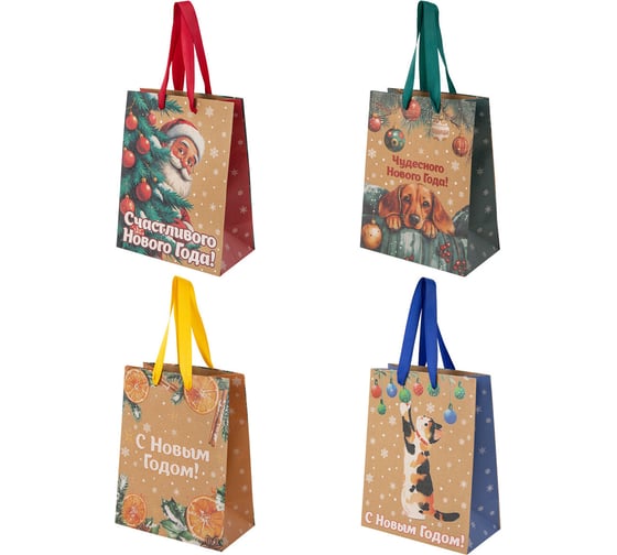 Пакет подарочный Золотая сказка 18х10х23см, 12 шт., крафт ассорти 592435 1