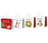 Пакет подарочный Золотая сказка набор 4 штуки, 28х14х24 см Котики №1, крафт,  592431