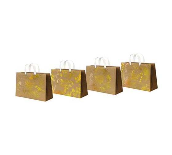 Пакет подарочный Золотая сказка набор 4 шт, 27х20х11 см, Shiny Kraft, фольга, 592436 1