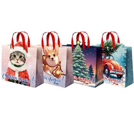 Пакет подарочный Золотая сказка 26х32х13см Без границ комплект 12 шт, ассорти, ламинация 592439