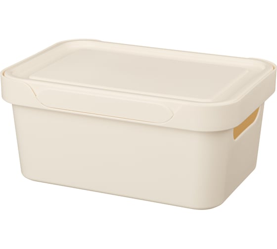 Универсальный ящик с крышкой Econova LUXE 27x19x12 см, 4.6 л, бежевый 433205407