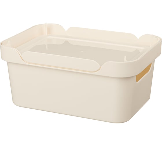 Универсальный ящик с крышкой Econova LUXE 27x19x12 см, 4.6 л, бежевый 433205407