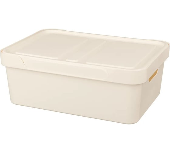 Универсальный ящик с крышкой Econova LUXE 38x27.6x14 см, 12 л, бежевый 433205607