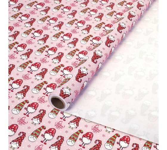 Бумага упаковочная мелованная Золотая сказка BIG SIZE Гномики, 0,7х10 м 592615 1