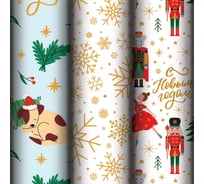 Бумага упаковочная Золотая сказка НАБОР 3шт Winter Dreams, С ЭФФЕКТАМИ 70х100см 592613