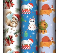 Бумага упаковочная Золотая сказка НАБОР 3шт X-mas animals 70 на 100см, 3 дизайна 592610