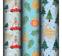 Бумага упаковочная Золотая сказка НАБОР 3шт Frosty, С ЭФФЕКТАМИ, 70х100см 592614