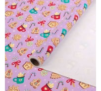 Бумага упаковочная мелованная Золотая сказка BIG SIZE Сладости, 0,7х10 м 592616