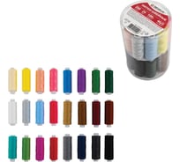 Нитки швейные DEVELIA 40/2 200 м, полиэстер, НАБОР 24 цвета, в ПОДАРОК набор игл, (Девелия) 609624