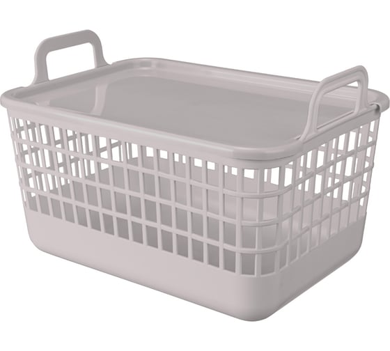 Корзина с крышкой Econova KOBO 320x224x210ММ, 12Л (Светло-бежевый) 435218334 1