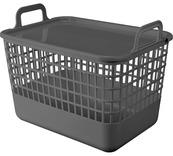 Корзина с крышкой Econova KOBO 320x224x255ММ, 15Л (Серый) 435218211 1