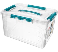 ЯЩИК ДЛЯ ХРАНЕНИЯ УНИВЕРСАЛЬНЫЙ С ЗАМКАМИ И РУЧКОЙ GRAND BOX Econova 390х290х245ММ, 20Л (Голубой) 435206002