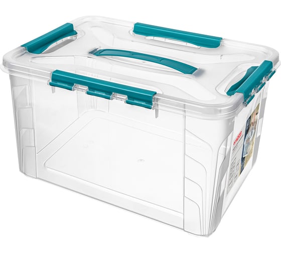 ЯЩИК ДЛЯ ХРАНЕНИЯ УНИВЕРСАЛЬНЫЙ С ЗАМКАМИ И РУЧКОЙ GRAND BOX Econova 390х290х245ММ, 20Л (Голубой) 435206002 1