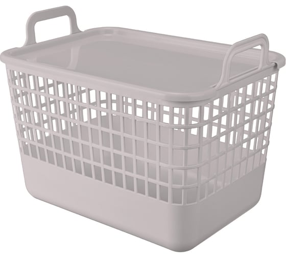 Корзина с крышкой Econova KOBO 320x224x255ММ, 15Л (Светло-бежевый) 435218234 1