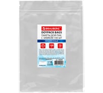 Пакет BRAUBERG Дой-Пак с замком зиплок, прозрачный, 180 х 260 + 40 мм, 100 штук, 70 мкм 700699