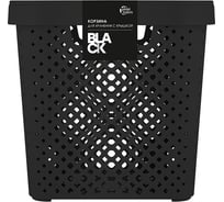 Корзина для хранения PLAST TEAM Black, с крышкой, 20 л, черная 278801