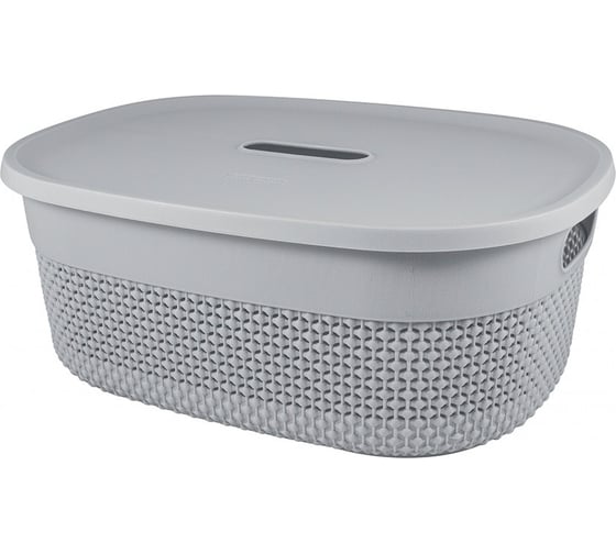 Корзина универсальная PLAST TEAM Oslo, 388 x 292 x 155 мм, с крышкой, серый шторм 244999 1