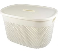 Корзина универсальная PLAST TEAM Oslo, 388 x 292 x 223 мм, с крышкой, молочный туман 245001