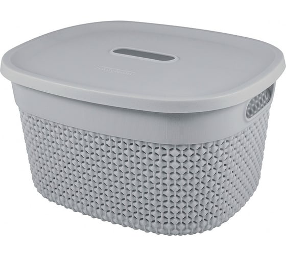Корзина универсальная PLAST TEAM Oslo, 274 x 229 x 153 мм, с крышкой, серый шторм 245005 1