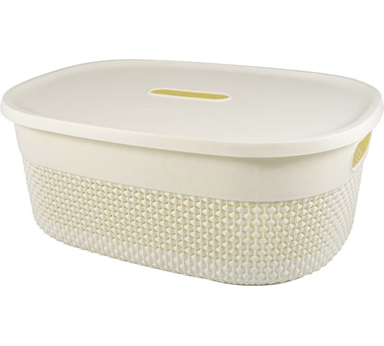 Корзина универсальная PLAST TEAM Oslo, 388 x 292 x 155 мм, с крышкой, молочный туман 244998 1