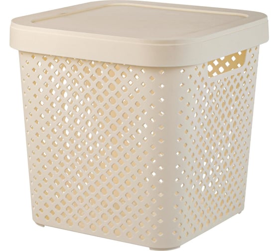Корзина Plast Team Stockholm, с крышкой, 31 х 31 х 30 см, молочный туман 280174 1
