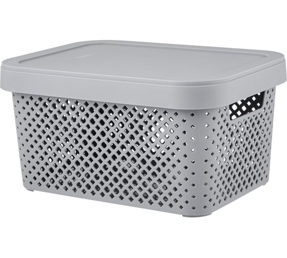 Корзина Plast Team Stockholm, с крышкой, 26,5 х 19,5 х 14 см, серый шторм 280169 1