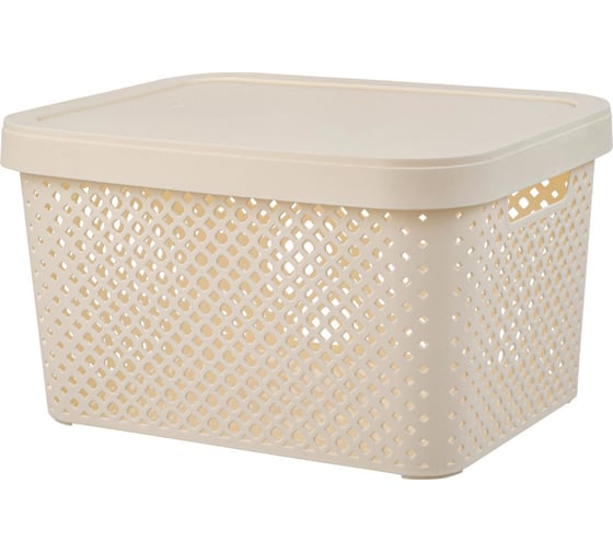 Корзина Plast Team Stockholm, с крышкой, 36 х 27,5 х 20,5 см, молочный туман 280172 1